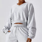 Solid V Neck Cropped Sweatshirt