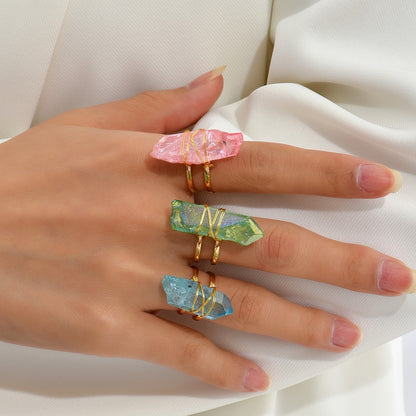 Aura Quartz Crystal Rings